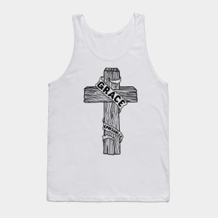 A wooden cross with the inscription "Grace" Tank Top